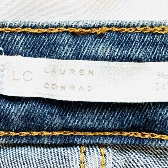 NWT LAUREN CONRAD Women High Rise Stretch Fringe Denim Cut Off Shorts Plus 24W - Picture 5 of 8